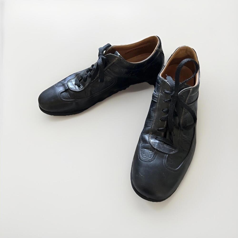 GORGEOUS ALFRED DUNHILL MENS LEATHER SNEAKERS EU41/US8 BLACK MADE IN ITALY VGC!